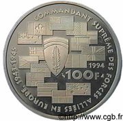 100 Francs Dwight David Eisenhower, France, 1994 reverse image