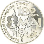 100 Francs - 50th Anniversary of the end of World War II Silver Proof Issue obverse image
