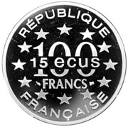100 francs / 15 ecus L'Alhambra obverse image