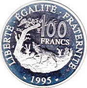 100 Francs La Fontaine, France, 1995 reverse image
