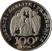 100 Francs King Clovis, France, 1996 reverse image
