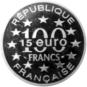 100 Francs / 15 Euro The Tour of Belem obverse image