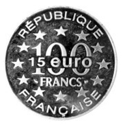 100 Francs / 15 Euro Wenceslas Pregnant, Luxembourg obverse image