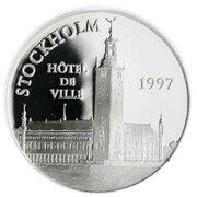 100 Francs / 15 Euro Stockholm City Hall, France, 1997 reverse image
