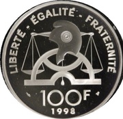 100 Francs Condorcet, France, 1998 reverse image
