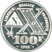 100 Francs Gaspard Monge, France, 1998 reverse image