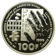 100 Francs Louis Braille, France, 1999 reverse image