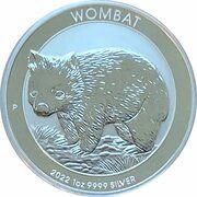 1 Dollar - Elizabeth II 6th Portrait - Wombat - Silver Bullion Coin, Australia, 2022 reverse image