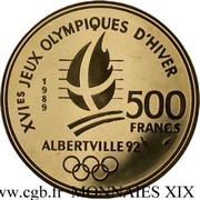 500 francs or Albertville, patinage artistique-lac du Bourget, France, 1989 reverse image