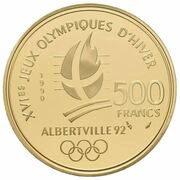 500 Francs Bobsledding, France, 1990 reverse image