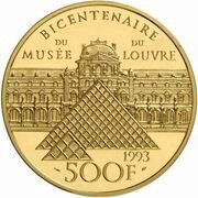 500 Francs Mona Lisa; Large module reverse image