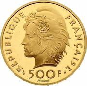 500 Francs / 70 Ecus Mediterranean Games obverse image