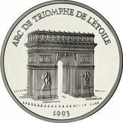500 Francs / 70 Ecus Arc de Triumph, France, 1993 reverse image