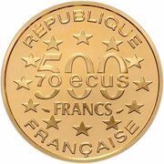 500 Francs / 70 Ecus Brandenburg Gate obverse image