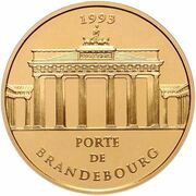 500 Francs / 70 Ecus Brandenburg Gate, France, 1993 reverse image