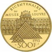 500 Francs Marie Marguerite, France, 1993 reverse image