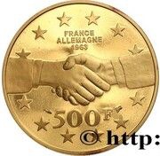500 Franc Général de Gaulle / Adenauer, France, 1994 reverse image
