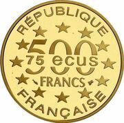 500 Francs / 75 Ecus St. Mark's Cathedral obverse image