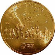 1 Dollar- Elizabeth II Posthumous; 6th Portrait - Centenary of The Smith Family, Australia, 2022 reverse image