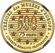 500 Francs / 75 Euro Rodin - The Thinker, France, 1996 reverse image