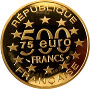 500 Francs / 75 Euros St. Stephen's Cathedral, Vienna obverse image
