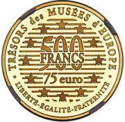 500 Francs / 75 Euro Michelangelo - David, France, 1996-1997 reverse image