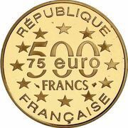500 Francs / 75 Euros The Tour of Belem obverse image