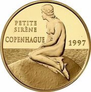500 Francs / 75 Euros Copenhagen Little Mermaid, France, 1997 reverse image