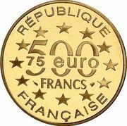 500 Francs / 75 Euros Hotel de Ville obverse image