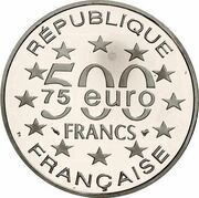 500 Francs / 75 Euros Hotel de Ville obverse image