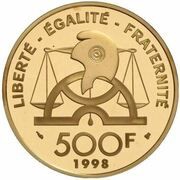 500 Francs Marquis de Condorcet, France, 1998 reverse image
