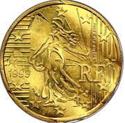 10 Euro Cents 1st map; fine reeding obverse image