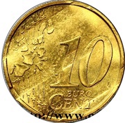 10 Euro Cents 1st map; fine reeding, France, 1999 reverse image