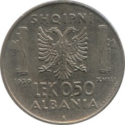 0.50 Lek - Victor Emmanuel III, Albania, 1939-1941 reverse image