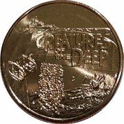 1 Dollar In the name of Elizabeth II; 6th portrait - Creatures of the Deep, Australia, 2023 reverse image
