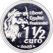 1½ Euros Mona Lisa, France, 2003 reverse image