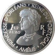 1½ Euros Queen Amélie obverse image
