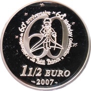 1½ Euros The Little Prince laid down in the grass, France, 2007 reverse image
