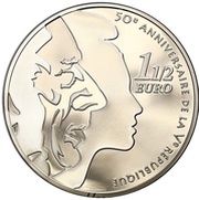 1½ Euros French Republic, France, 2008 reverse image