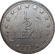 ½ Leku, Albania, 1947-1957 reverse image