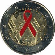 2 Euros World AIDS Day; Coloured obverse image