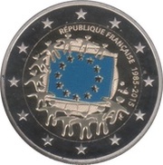 2 Euros 30 Years of European Union Flag; Coloured obverse image