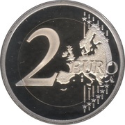 2 Euros 30 Years of European Union Flag; Coloured reverse image