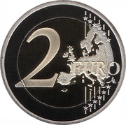 2 Euros Pink ribbon; Colored reverse image