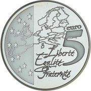 5 Euros Map of Europe, France, 2003 reverse image