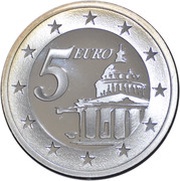 5 Euros Panthéon Proof Set Issue, France, 2004-2006 reverse image