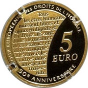 5 Euros Court of Human Rights, France, 2009 reverse image
