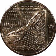 1 Dollar In the name of Elizabeth II; 6th Portrait - Matildas - Women's World Cup 2023; Goal Keeping, Australia, 2023 reverse image