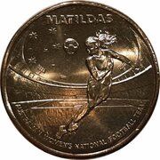 1 Dollar In the name of Elizabeth II; 6th Portrait - Matildas - Women's World Cup 2023; Heading, Australia, 2023 reverse image