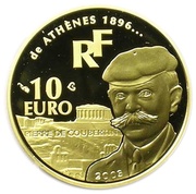 10 Euros Pierre de Coubertin obverse image